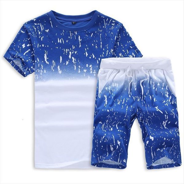 

summer t shirt pants mens tracksuits sports suit casual running track beach game two piece, Gray