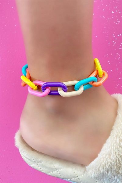 

bangle women's fashion anklet mixed color chain, Black