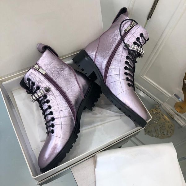 

boots ankle woman mortorcycle brand design female leather ladies fashion bota feminina crystal botas mujer, Black