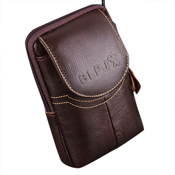 

wallets men's retro leather wallet casual phone card case zipper belt cellphone pocket simple adhesive pouch, Red;black
