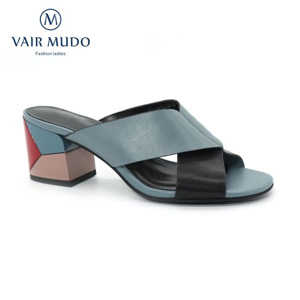 

slippers fashion genuine leather outdoor sandals summer shoes wild open toe ladies women thick lt6, Black