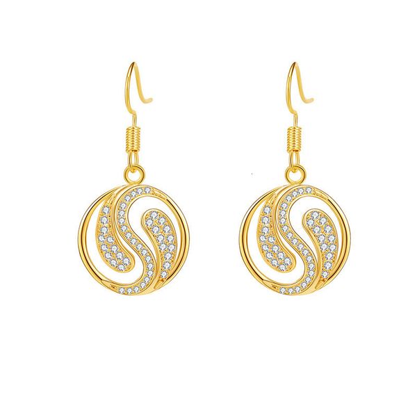 

dangle earrings selling ear accessories oval rings hollow copper coin pattern hook, Silver