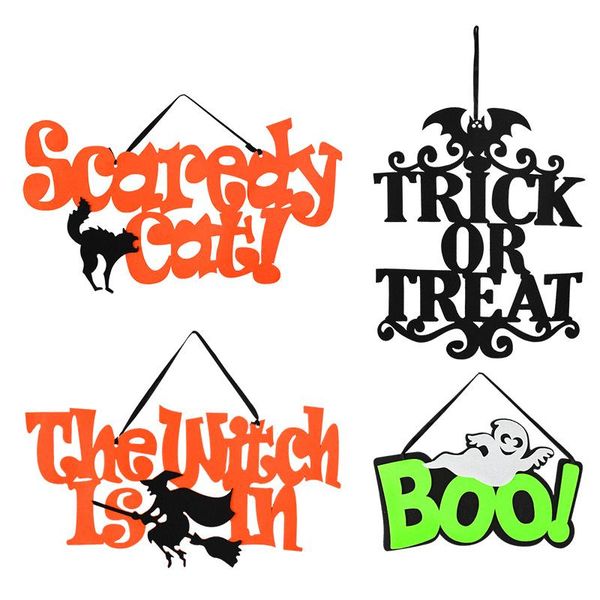 

party decoration felt banner hanging scaredy cat pendant halloween decorations festival house home decorating accessories flags
