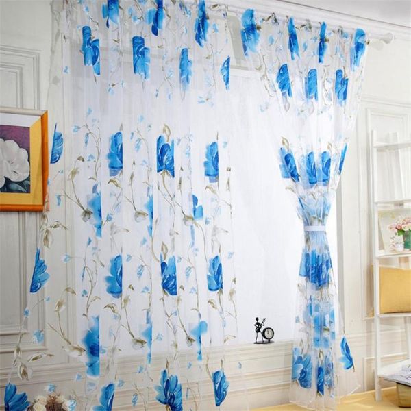 

curtain & drapes fashion summer window ouneed 1pc 200cmx100cm vines leaves tulle door drape panel sheer scarf valances