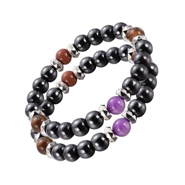 

2pcs bracelets stylish magnetic double color beads bracelet for men charm, Golden;silver