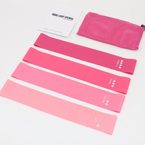 

resistance bands pink gradient pull ring four-piece yoga band fitness rope