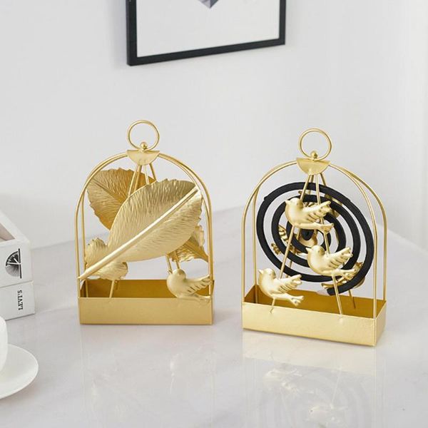 

fragrance lamps birdcage mosquito coil incense holder living room deskdecoration fireproof bird leaf iron ornaments ash box