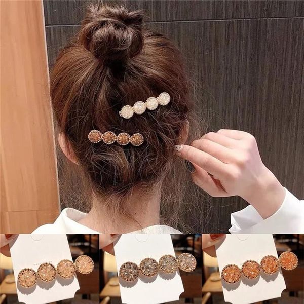 

hair clips & barrettes pinksee 1pc sweet cute rhinestones for women girls crystal geometric round hairgrip charm barrette jewelry, Golden;silver