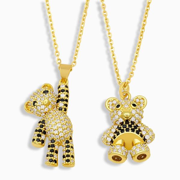 

pendant necklaces necklace women jewelry cute bear for pave setting zircon collares gold-chain 2021, Silver