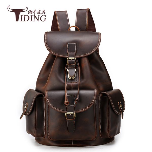 

england crazy horse leather backpack large capacity outdoor travel bag men's 3165