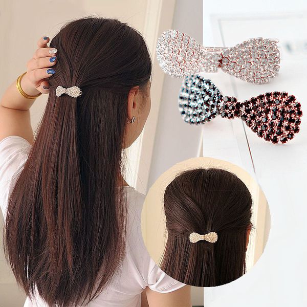 

factory wholesale fashion full diamond bow headdress hair accessories alloy small spring women's popular hairpin edge clip hea/rtsch/ro