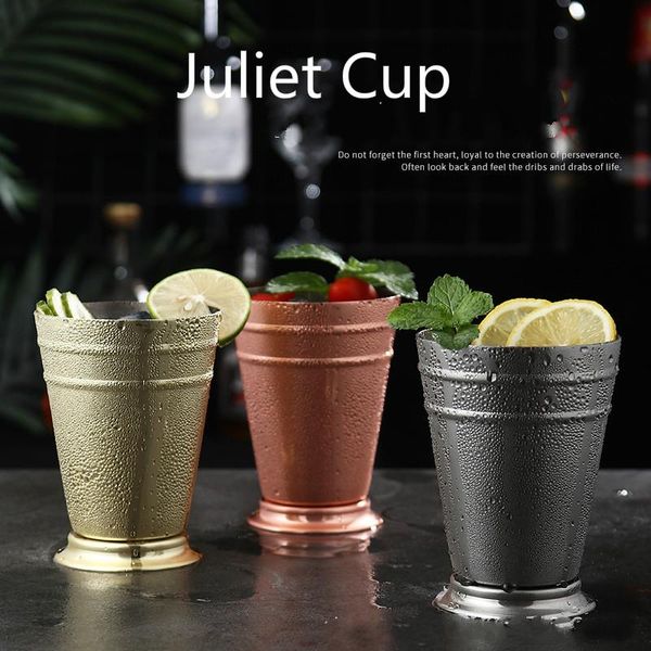 

wine glasses durable 400ml mint julip cup stainless steel cocktail vodka stemless mojito mule bar dessert shop drinkware step design