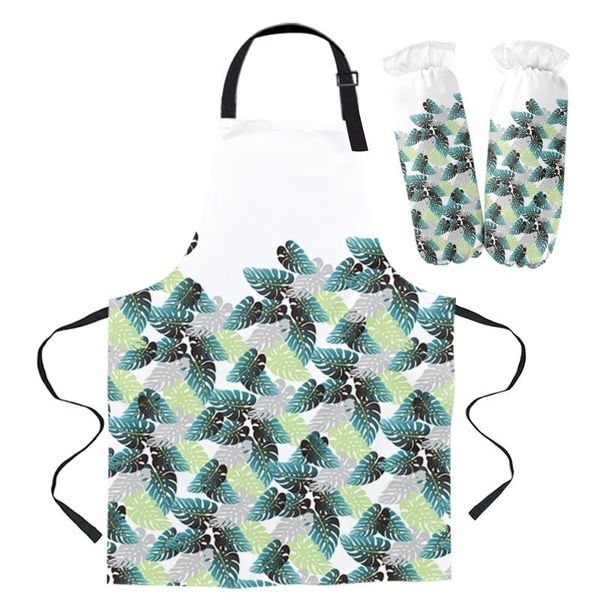 

aprons tropical plant jungle leaf sleeveless kitchen women pinafore home cooking baking waist bib custom apron