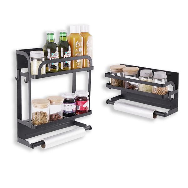 Scaffale da cucina a 1/2 strato, portaoggetti magnetico per frigorifero, ripiano per organizer per alimenti