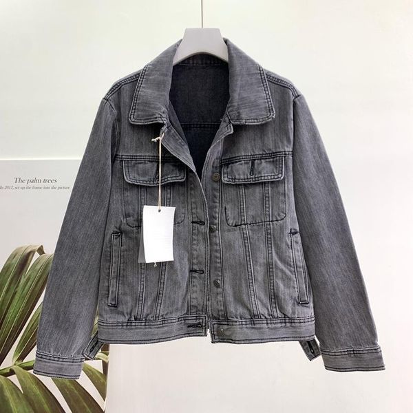 

women's jackets 2021 spring fall cowboy female short black gray jeans coat outwear solid leisure denim jacket and coats women streetwea, Black;brown