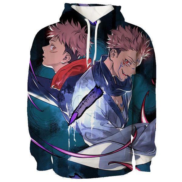 

men's hoodies & sweatshirts japanese anime sweatshirt jujutsu kaisen hoodie hip hop pullovers loose long sleeves autumn man cloth, Black