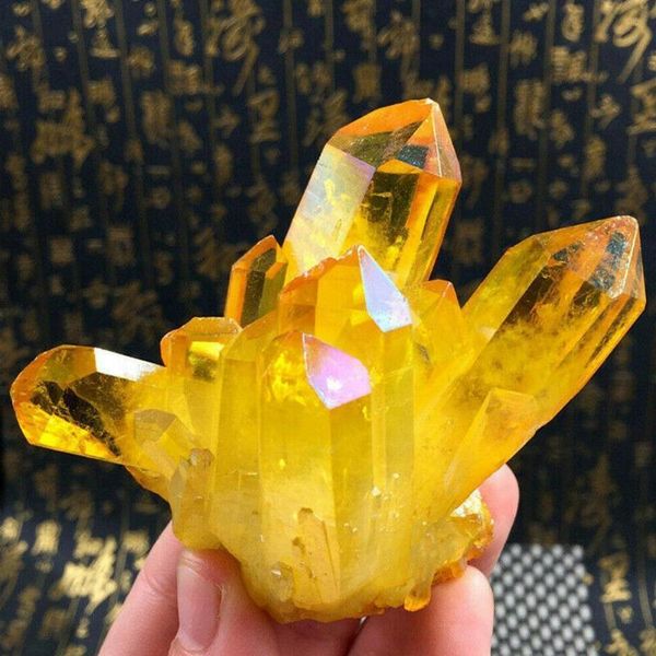 

decorative objects & figurines citrine crystal column vintage home crafts stone decoration energy plating natural yellow cluster 4-7cm