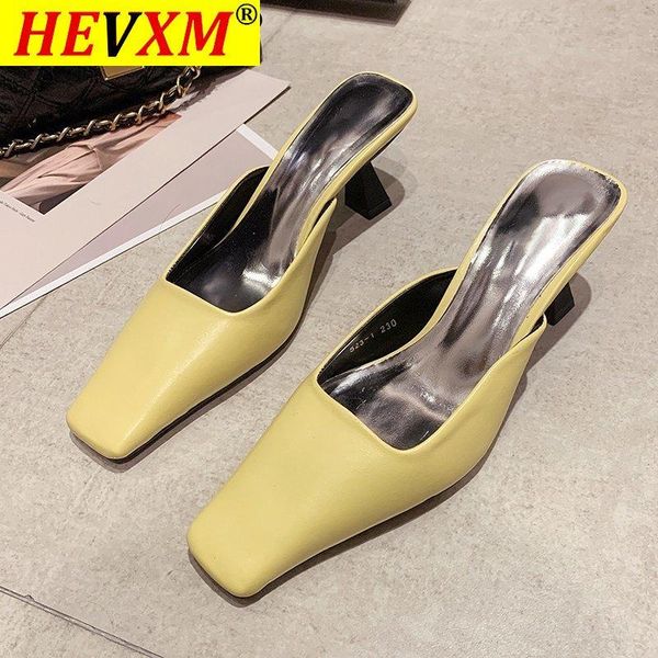 

fashion women sandals sliippers white/black/yellow/blue thin high heels square toe shallow slippers mules shoes party pump