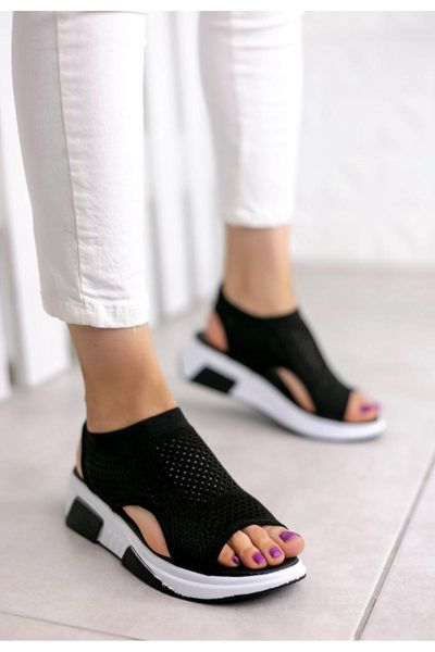 

sandals women's knitwear black high base steel mesh casual