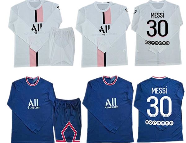 

21 22 messi 30 sergio ramos hakimi paris soccer jerseys maillots de football shirt 2021 2022 di maria neymar mbappe men long sleeve wijnaldu, Black;yellow