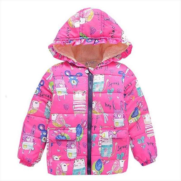 

2-6years old girl winter plus velvet warm jacket coat girl clothes cartoon graffiti boy hooded quality child thick jacket, Blue;gray
