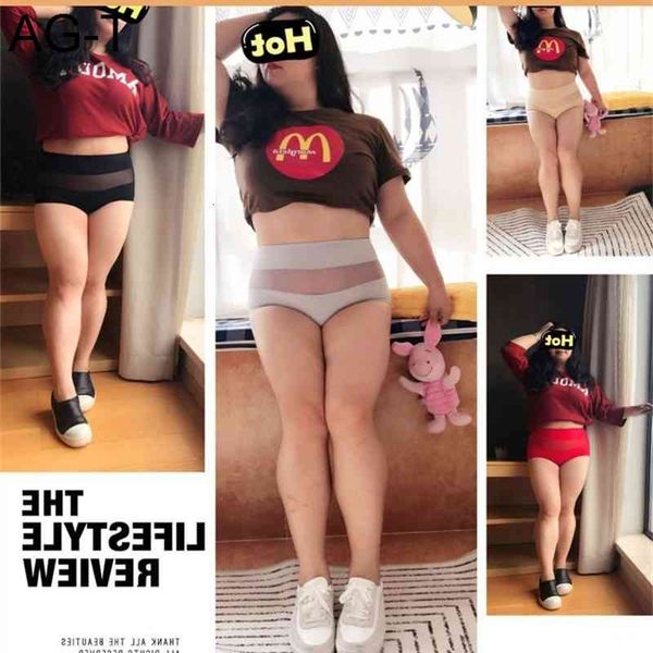 

seamless panties cotton women's underwear transparent charming elastic plus size lingerie briefs 40-110kg, Black;pink
