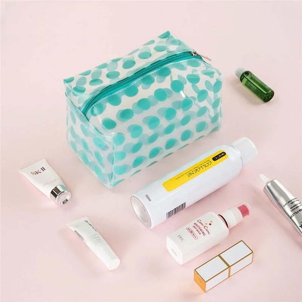 PC Clear Dot Dot Bag Cosmético PVC Maquiagem à prova d'água Caso de beleza feminino Viagem Hanfety portátil Lavagem de bolsas necessárias