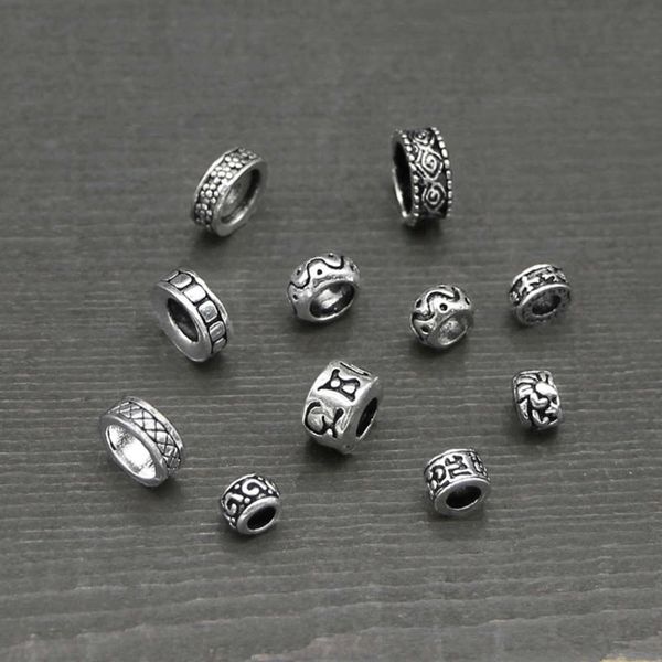 

national 925 sterling silver diy accessories, big hole, bead, clover, tai chi, six characters, auspicious clouds, Black