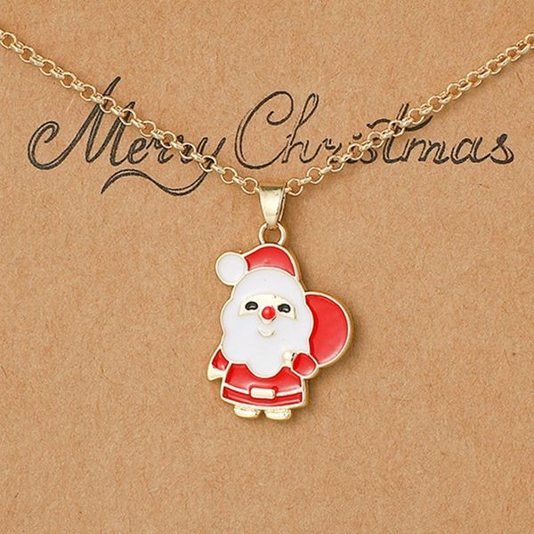 

pendant necklaces cute christmas necklace jewelry gold chain santa claus socks tree gift for women paper jam package, Silver