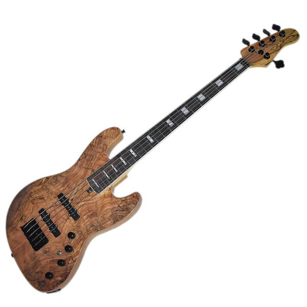 Alta Qualidade - 5 Cordas Elétricas Baixo Guitarra com Manifestação De Maple Spalted, Rosewood Fretboard, Hardware Chrom / Preto Disponível