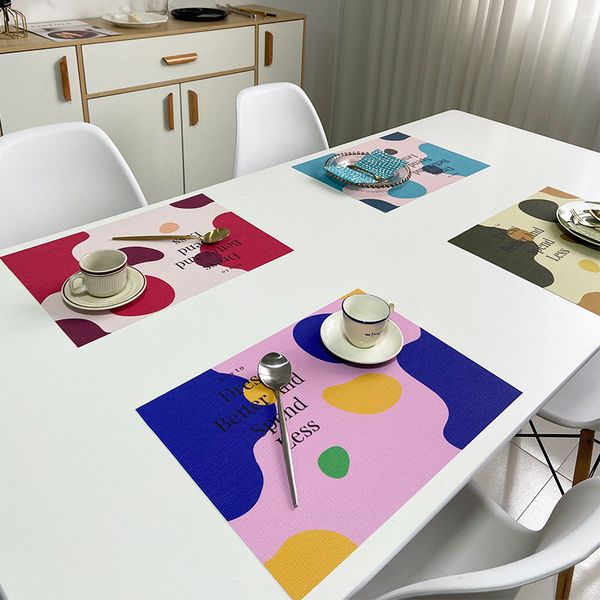 

macarone color dining mat printed dining teslin pvc western contrast thermal insulation table