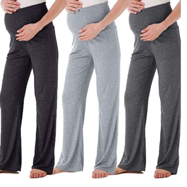 

maternity bottoms pregnant women's trousers wide straight lounge pants stretch pregnancy #08, White