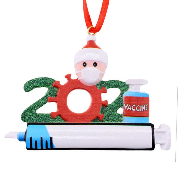 

2021 classic christmas decoration quarantine ornaments family of 1-9 heads diy tree pendant accessories with rope resin