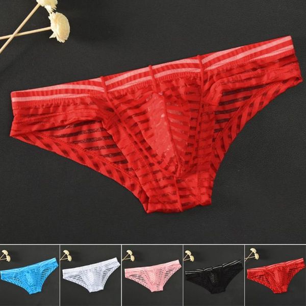 

underpants men's underwear thin mesh sheer briefs low waist appeal breathable thongs transparent gays imitates g strings sissy panties, Black;white