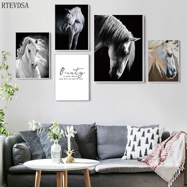 

paintings canvas animal wall art white horse posters and prints murals living room bedroom personality modern decoration