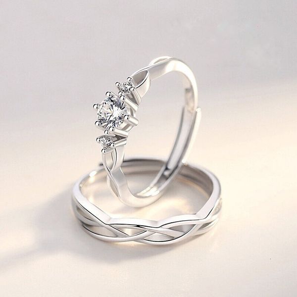 

ring lovers' korean version of lingering love wedding men's and women's silver plated