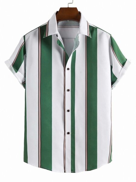 

men button front striped shirt g6bn#, White;black