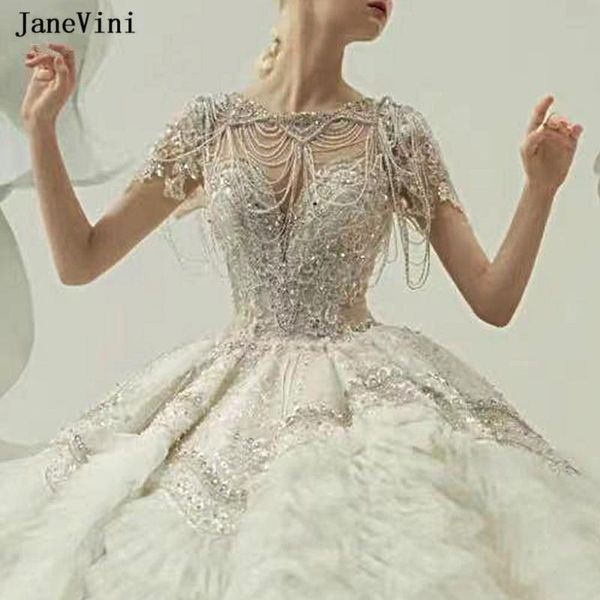 

chains janevini luxury crystal bridal shoulder necklace beaded tassels women fashion prom body jewelry chain for wedding dress, Silver