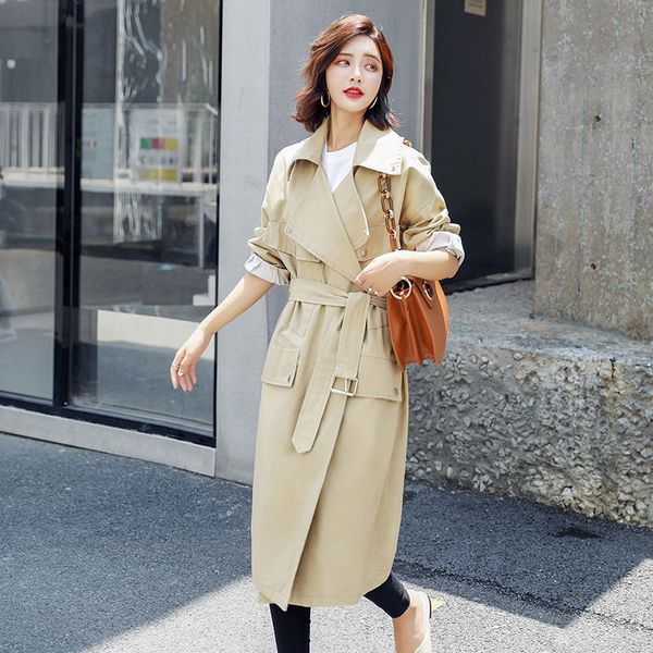 

wool jacket outerwear korean ladies in office skinny casual mode lace up coats long coat trench f1524 ebsn, Black