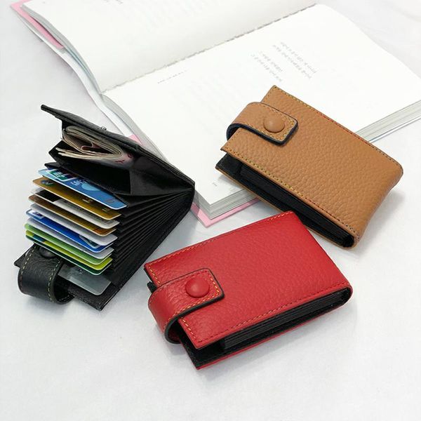 

card holders genuine leather holder women's credit id passport business handbags fashion designer purse short wallet jyl007, Brown;gray
