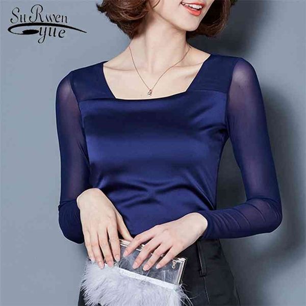 

women blouses fashion blue lace blouse women shirt slim long sleeve ladies shirts plus size women's clothing blusas 584j 25 210323, White