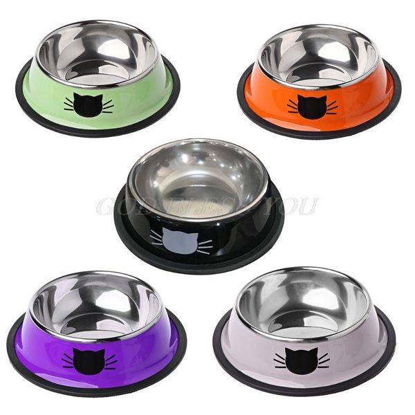 

cat bowls & feeders thick non-slip dog food bowl foods utensils single stainless steel pet for cats and puppies drop