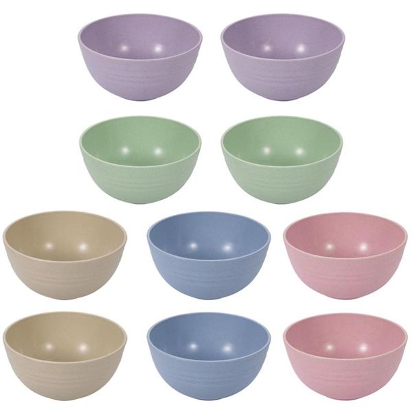 

bowls 10pcs durable wheat straw soup rice (+ blue + beige green purple)