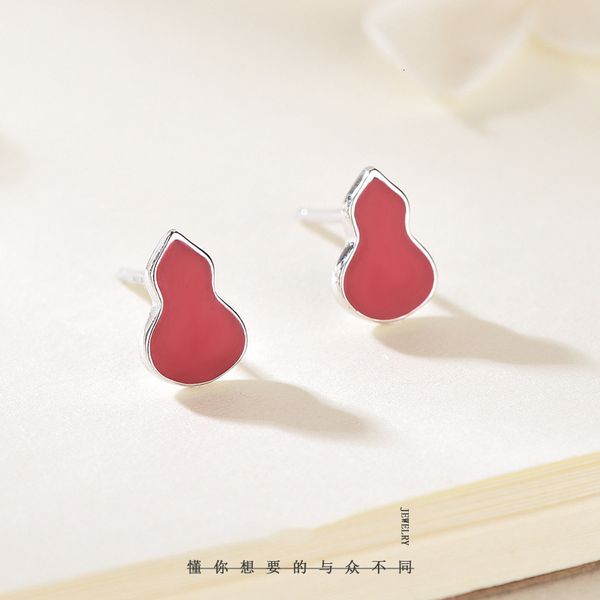 

s925 silver gourd earrings female fashion creativity korean version plated platinum red accessories, Golden