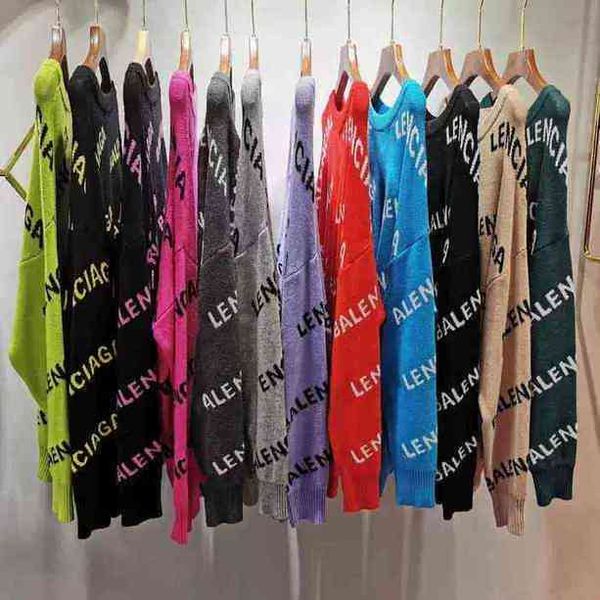 

women's hoodies sweatshirts 2021 womens sweaters casual knit drs contrast color long sleeve autumn fashion wear letter pattern lady cl, Black