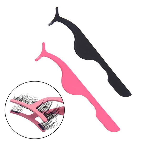 

eyelash curler 1pcs pink black false fake eye lash tweezers applicator clip beauty makeup tool make up eyelashes tweezer