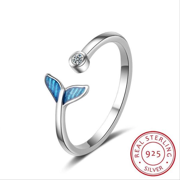 

cluster rings fashion 925 sterling silver jewelry mermaid tail cuff anel sea whale fish bague women romantic gifts wholesale, Golden;silver