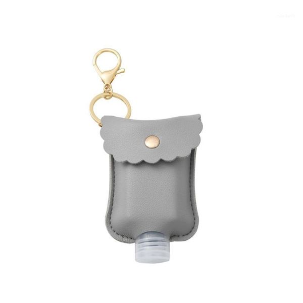 

storage bottles & jars 60ml portable squeeze empty hand sanitizer bottle with leather keychain holder