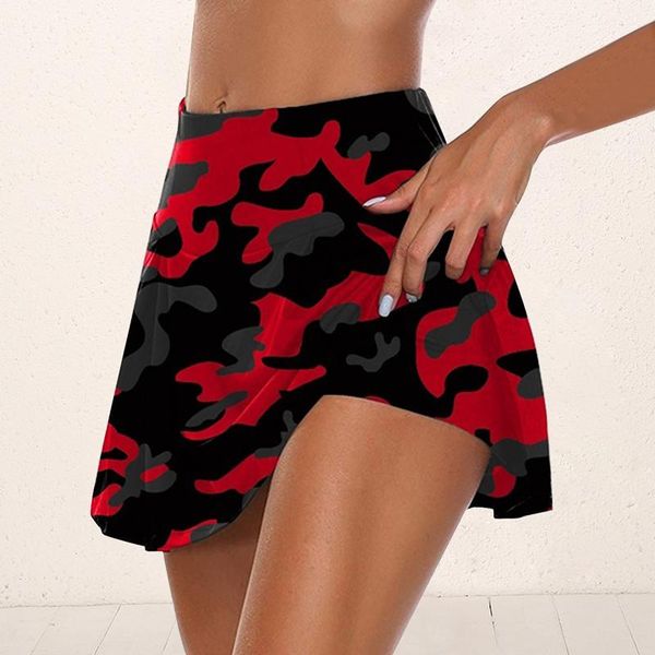 

women's jumpsuits & rompers camo printed women skirt shorts fitness jogger sweat summer high waist skorts pantalones cortos cycling sho, Black;white