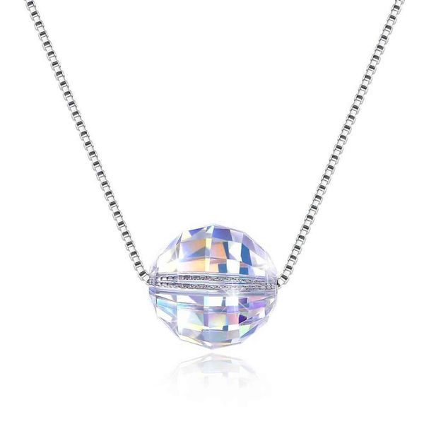 

simple crystal pendant sterling silver necklace